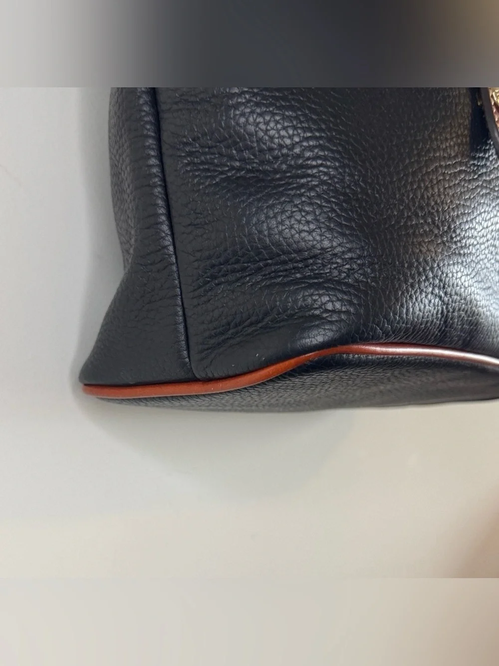 Dooney & Bourke Pebble Grain Tote bag in black with tan leather trim